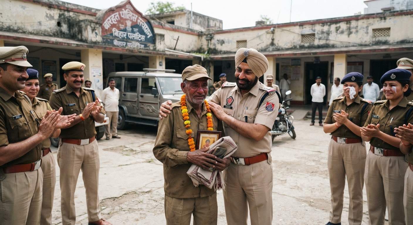 बरहट थाने में रिटायर चौकीदार को दी गई अनोखी विदाई