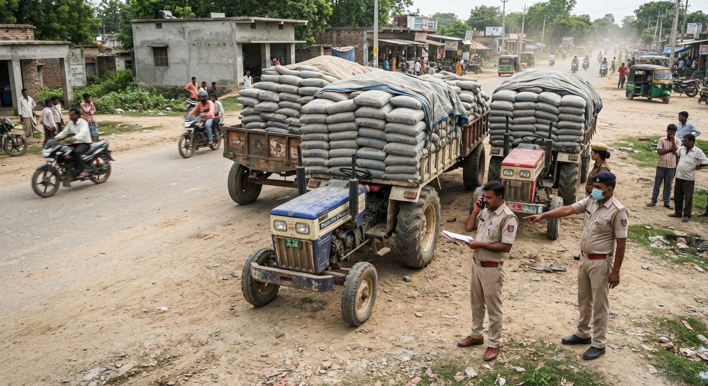 भागलपुर में बड़ी कार्रवाई: सबौर से तीन ओवरलोडेड सीमेंट ट्रैक्टर जब्त