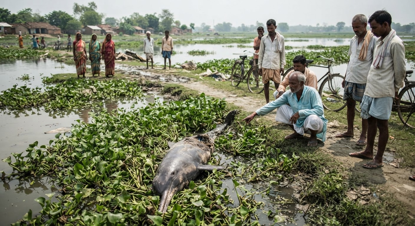 भागलपुर के खेल मैदान में मिली सड़ी हुई डॉल्फिन