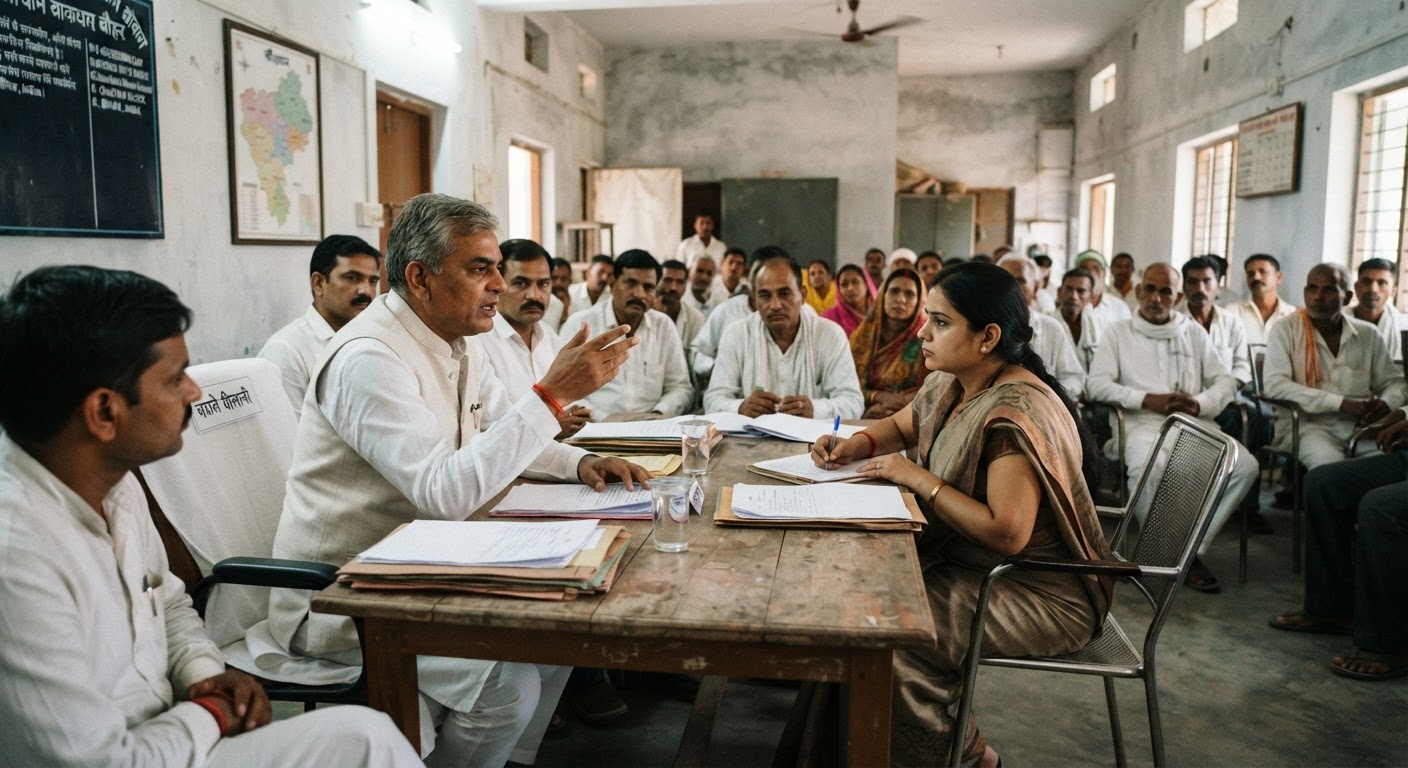 चौथम में विकास योजनाओं की समीक्षा बैठक, अधिकारियों की गैरहाजिरी पर भड़के लोग