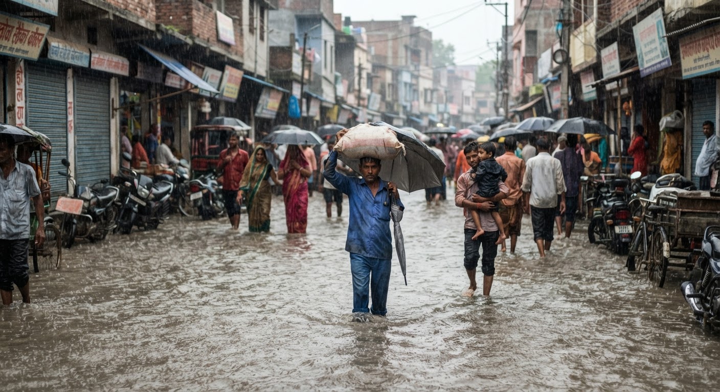 सुल्तानगंज में भारी बारिश से भारी जलभराव, घरों में घुसा पानी