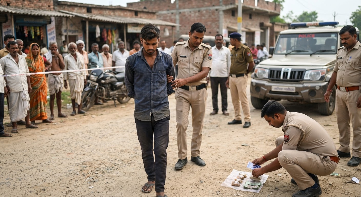 भागलपुर के जगदीशपुर में पुलिस ने 25 साल के मोनू कुमार को ब्राउन शुगर के साथ किया गिरफ्तार