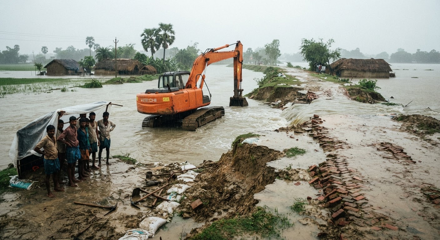 भागलपुर में गंगा का बढ़ा खतरा, तटबंधों की मरम्मत रुकी
