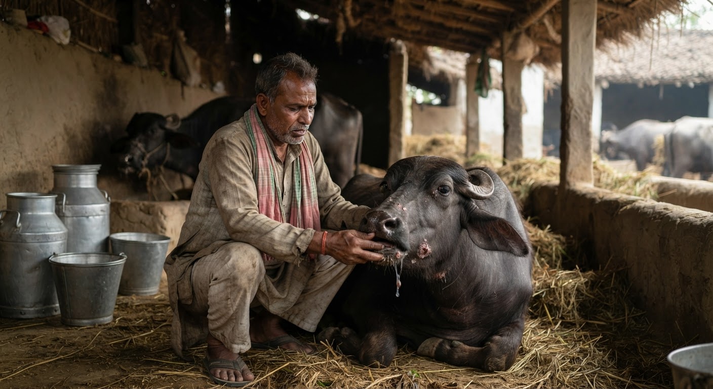 भागलपुर में खुरपका-मुंहपका बीमारी से मवेशी परेशान, दूध उत्पादन में भारी गिरावट