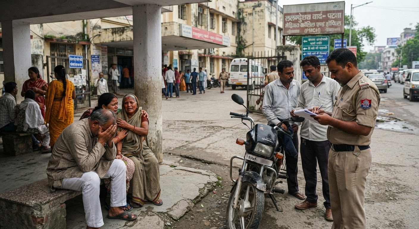 मुंगेर में भीषण सड़क हादसा: अज्ञात वाहन ने बाइक सवार को 100 मीटर घसीटा, पटना में मौत