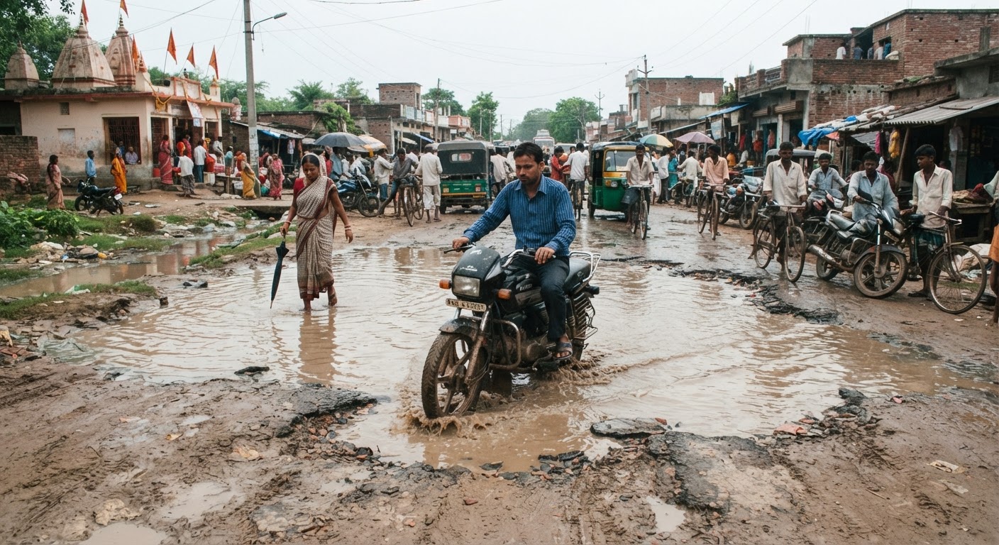 बांका में रायपुरा-तिलडीहा सड़क पर जलभराव और गड्ढों से लोग परेशान