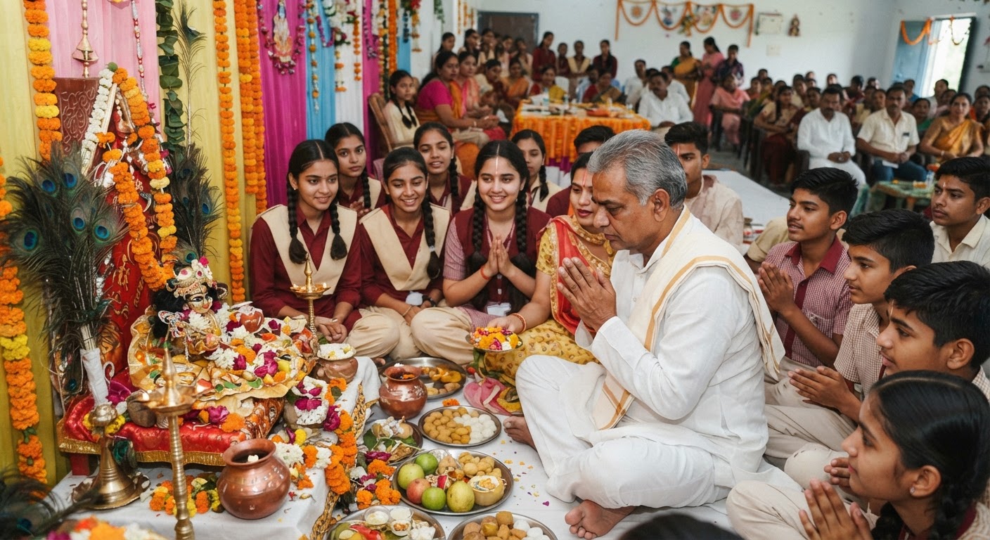 जमुई के गिद्धौर में बच्चों ने धूमधाम से मनाई जन्माष्टमी