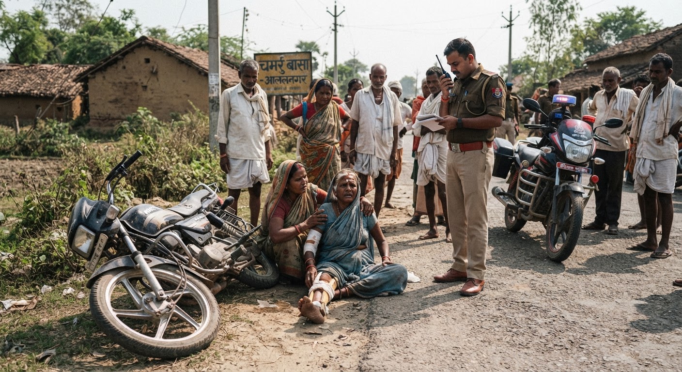 अलाम नगर के पास बाइक हादसे में साठ साल की महिला गंभीर रूप से घायल