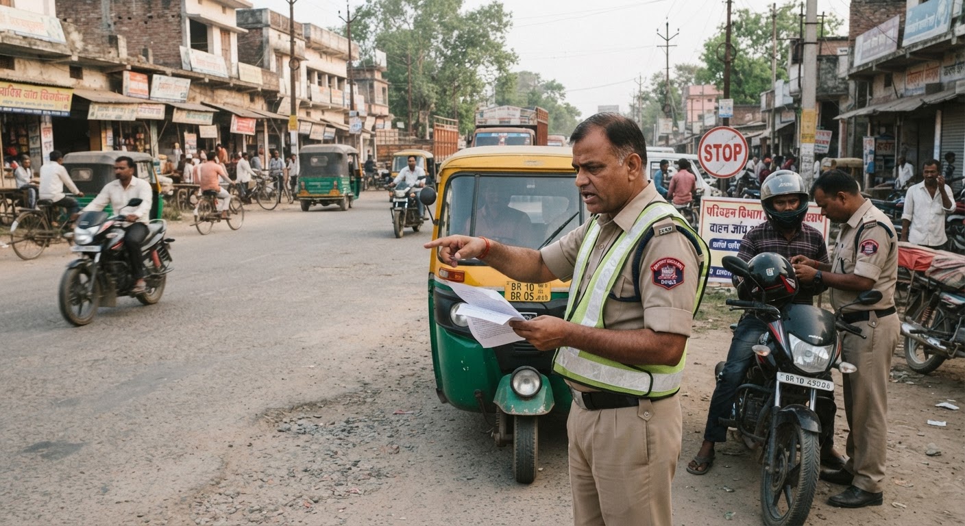 भागलपुर में ताबड़तोड़ चेकिंग, हेलमेट और सीटबेल्ट नहीं पहनने पर कटे चालान