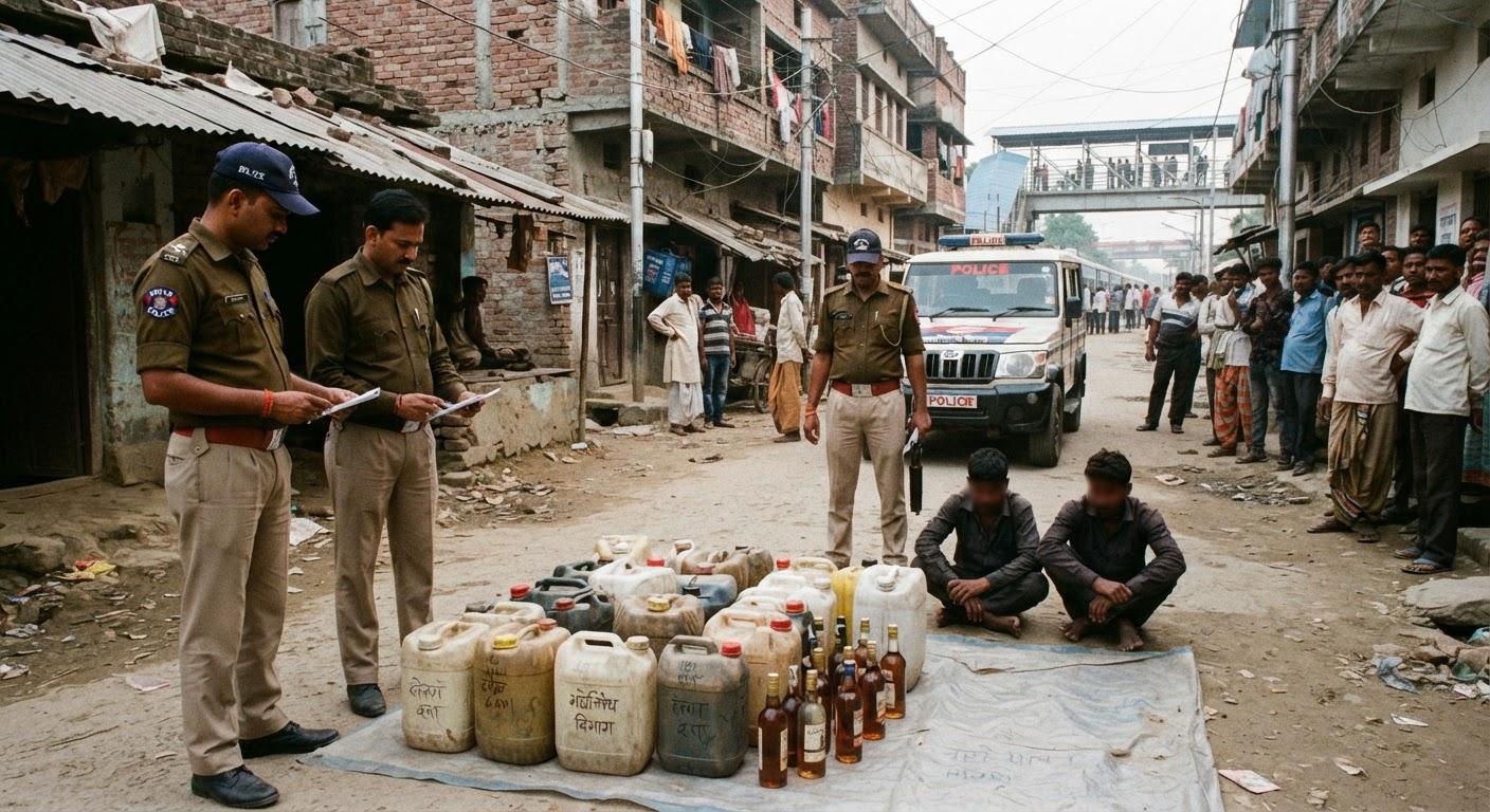 कटिहार में उत्पाद विभाग की छापेमारी, 93 लीटर शराब जब्त और 9 गिरफ्तार