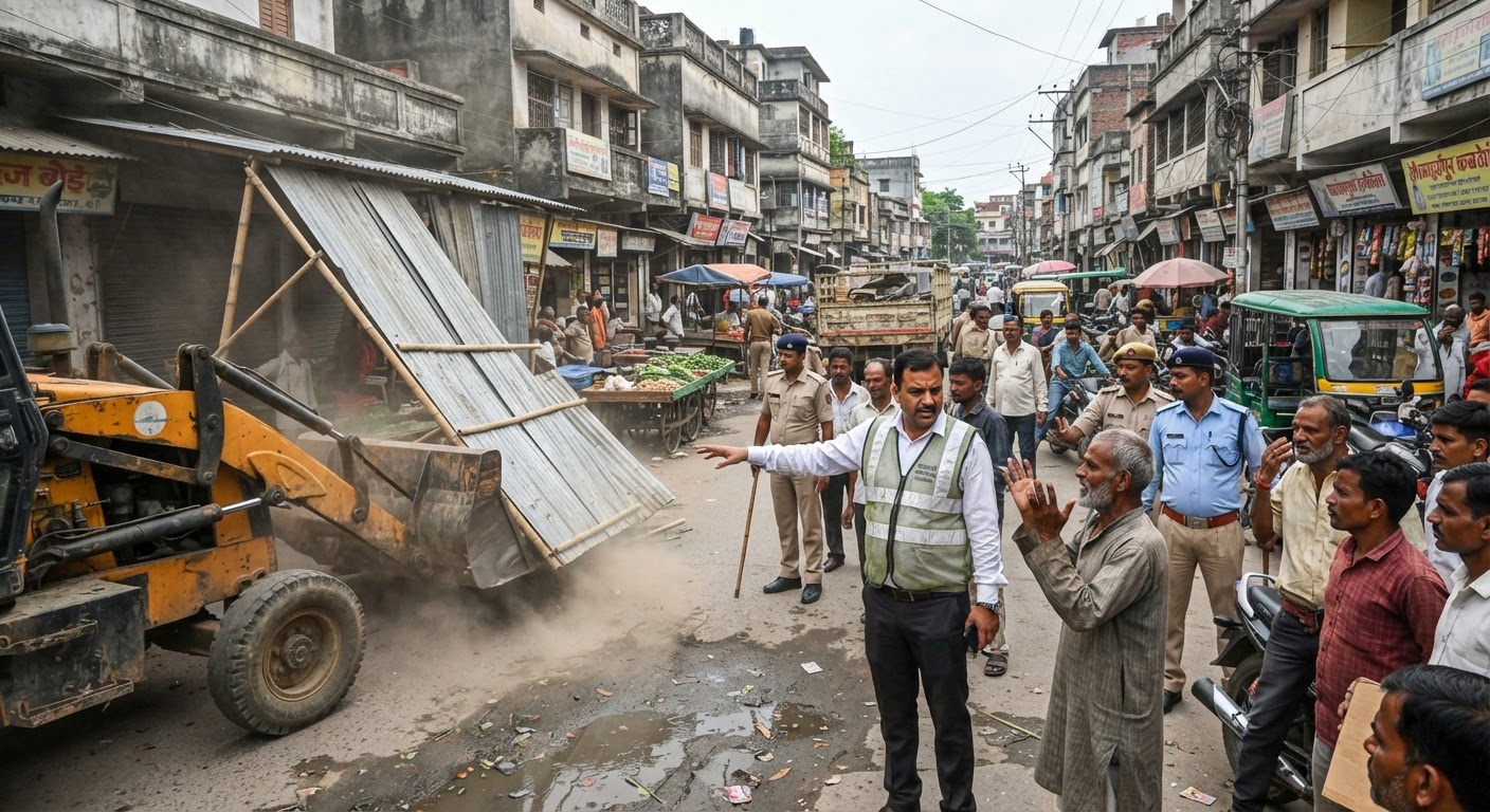 भागलपुर में प्रशासन सख्त: मिर्जानhat में अवैध मछली बाजार पर चला बुलडोजर