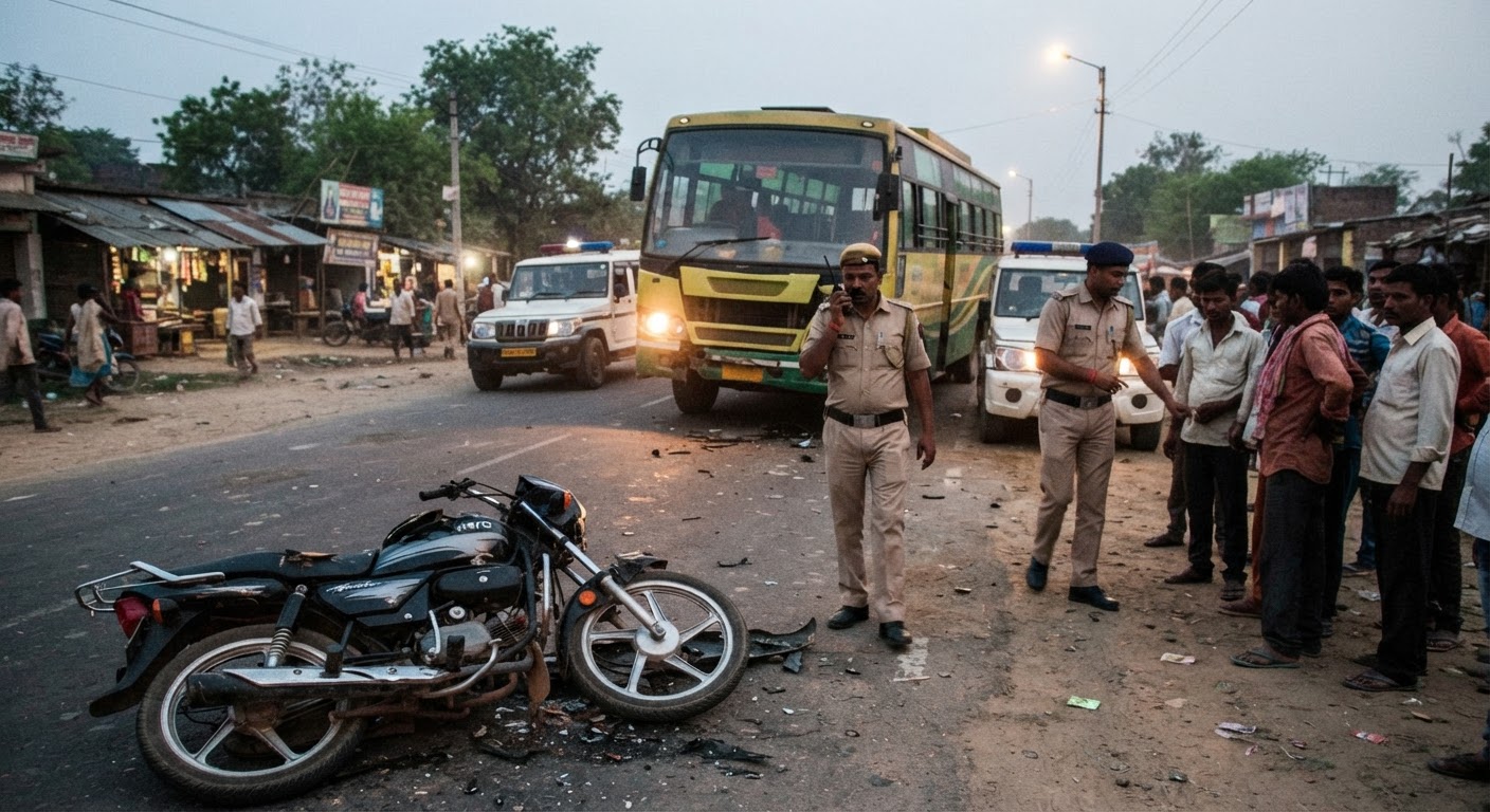 दर्दनाक सड़क हादसा: भागलपुर में तेज रफ्तार बस की टक्कर से तीन दोस्तों की मौत