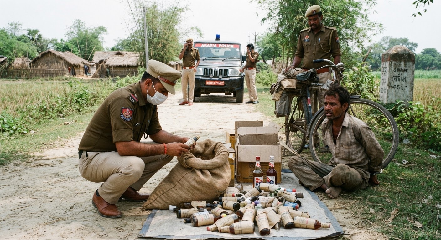 अरेरिया में पकड़ी गई नेपाली शराब की बड़ी खेप
