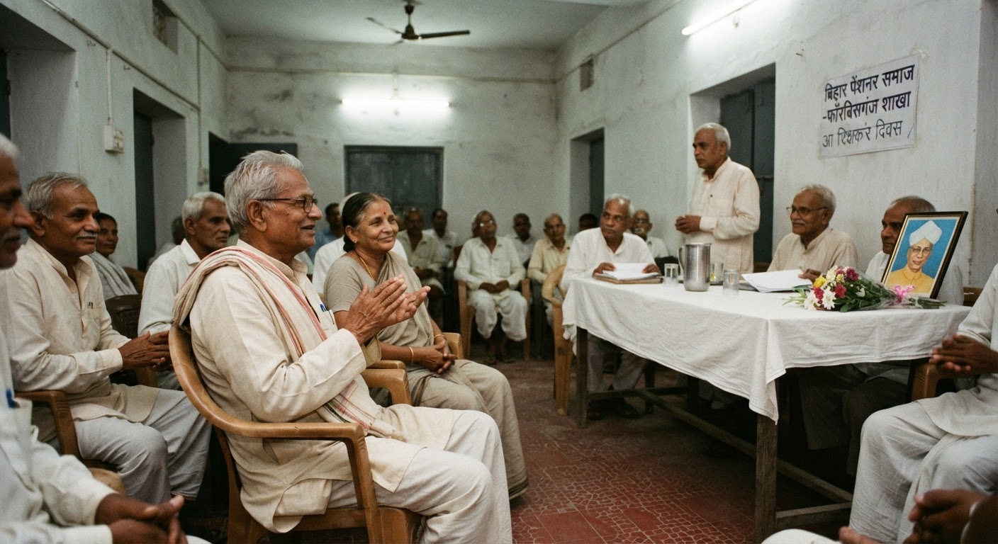 बिहार पेंशनर समाज की बैठक में शिक्षकों और बुजुर्गों का सम्मान