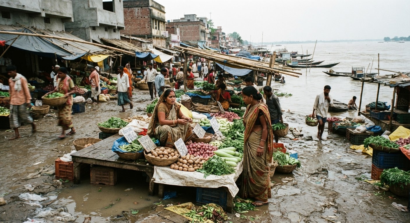 गंगा का बढ़ता पानी लाई बड़ी मुसीबत, भागलपुर में सब्जियों के दाम आसमान पर
