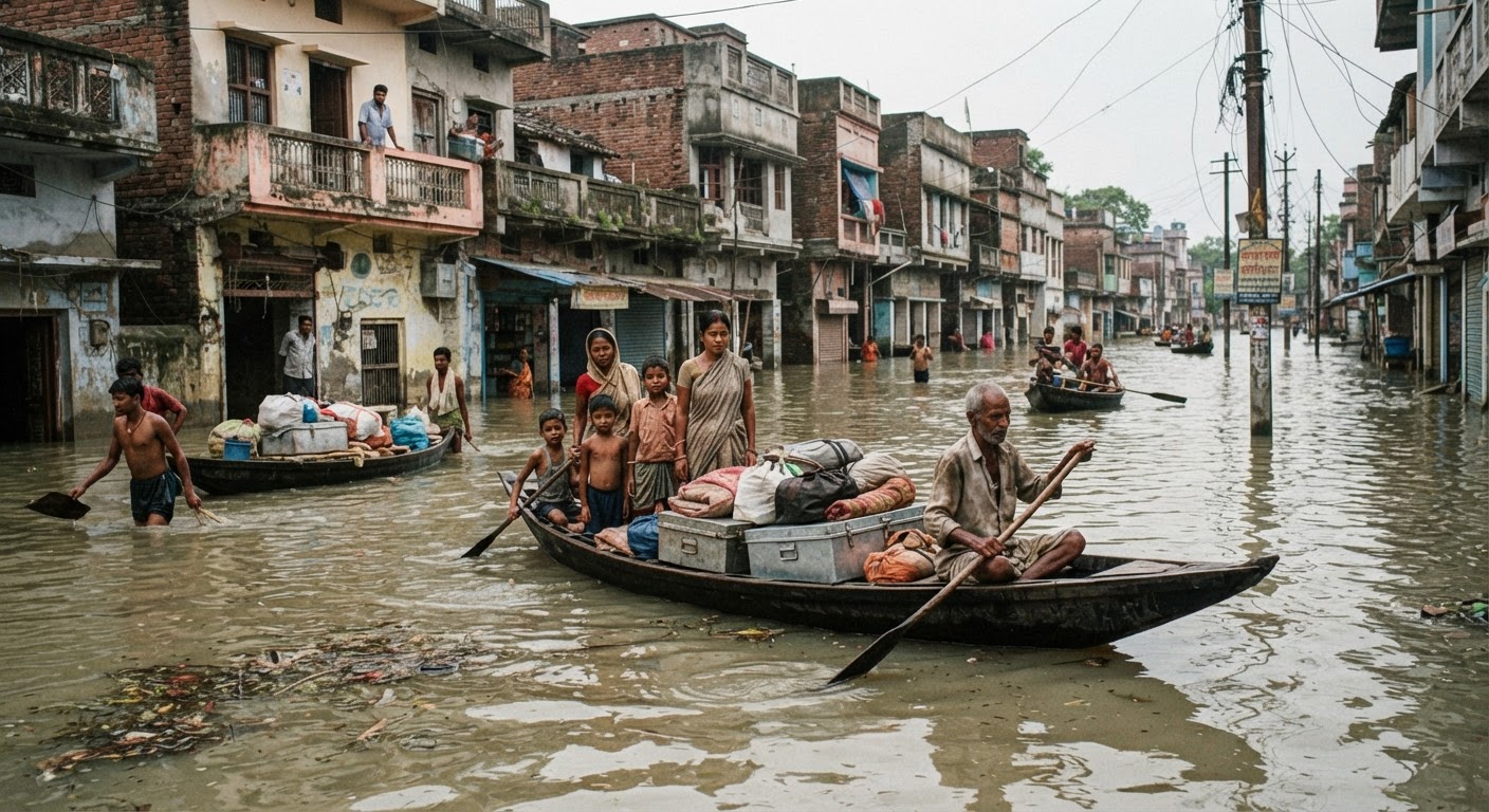 भागलपुर में गंगा और चंपा नदी का पानी बढ़ने से बाढ़ का बड़ा संकट