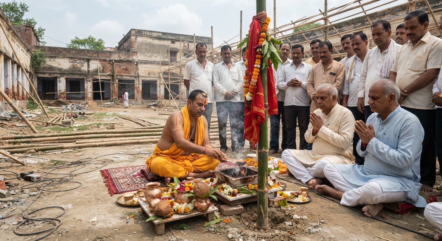 भागलपुर में गूंजे मंत्र, युवक संघ ने शुरू की भव्य दुर्गा पूजा पंडाल की तैयारी