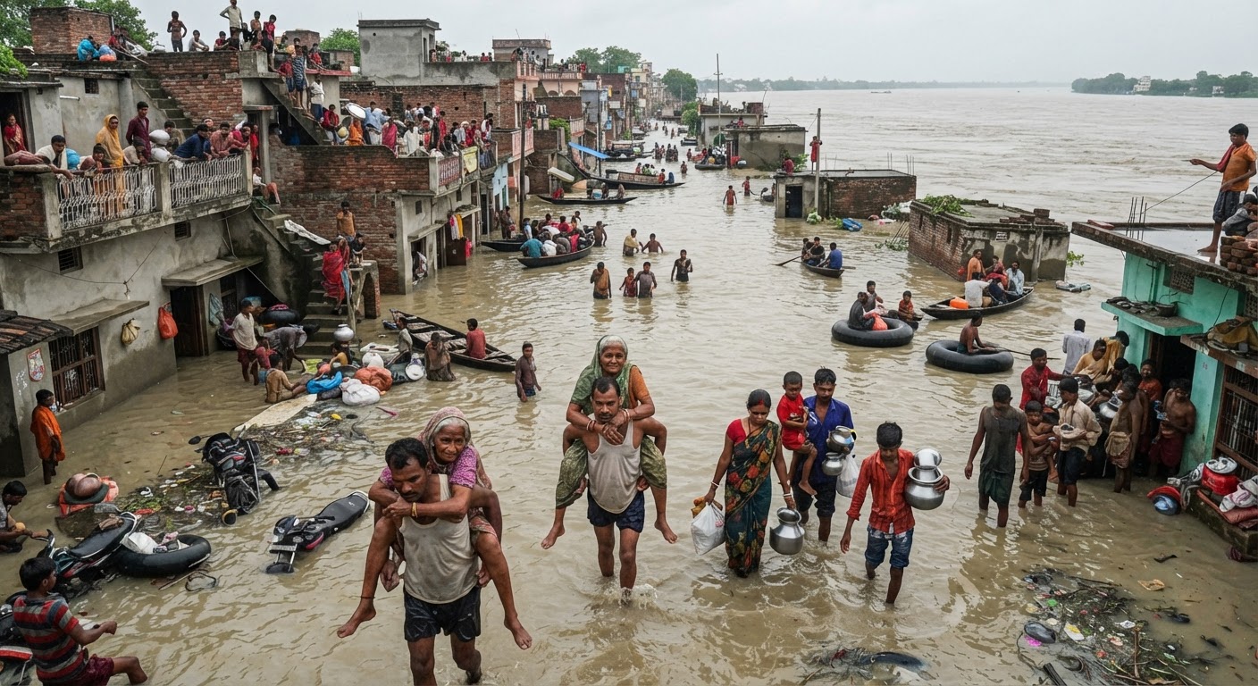 भागलपुर में गंगा का जलस्तर बढ़ने से बाढ़ का संकट गंभीर