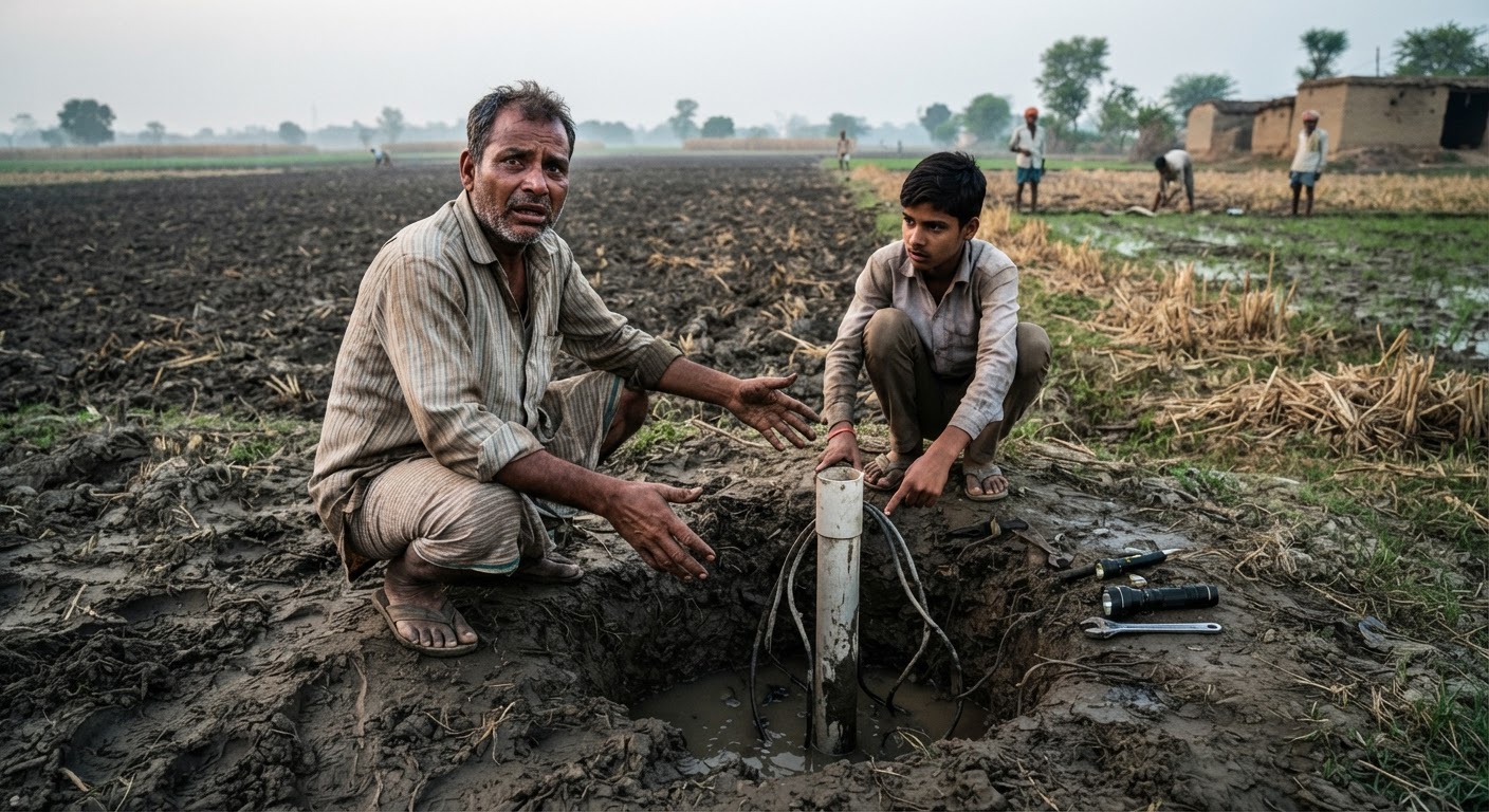 रजौन में डूबे किसानों की चिंता, खेतों से चोर चुरा रहे हैं सबमर्सिबल पंप