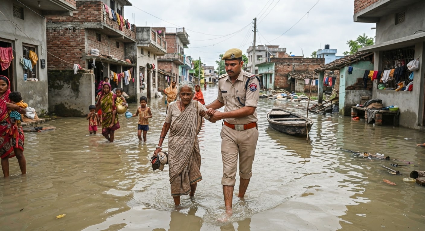 बिहार पुलिस के सिपाही ने बचाई मिसाल, बाढ़ पीड़ितों को खाना पहुंचाते हुए वीडियो वायरल