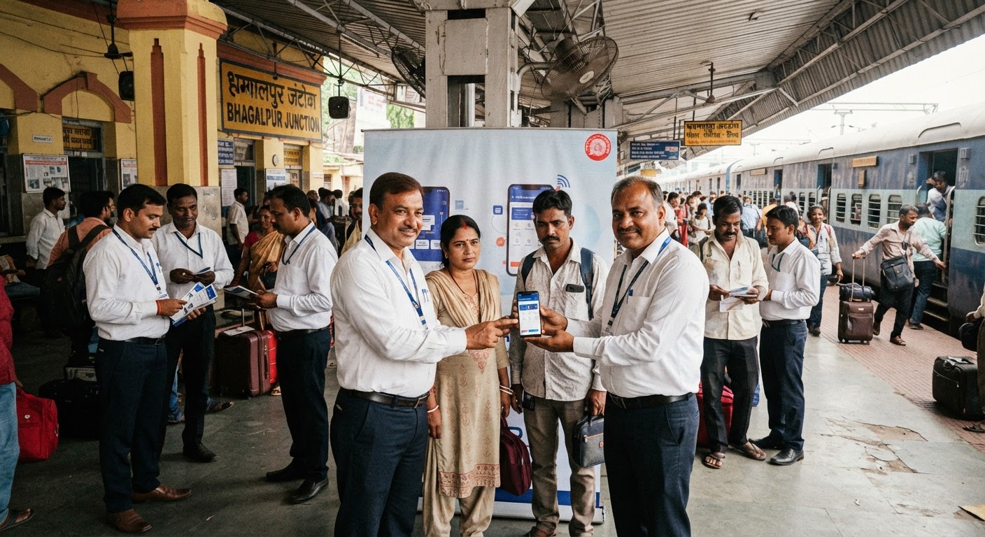 भागलपुर स्टेशन पर रेलवन ऐप को लेकर जागरूकता अभियान, जानें फायदे