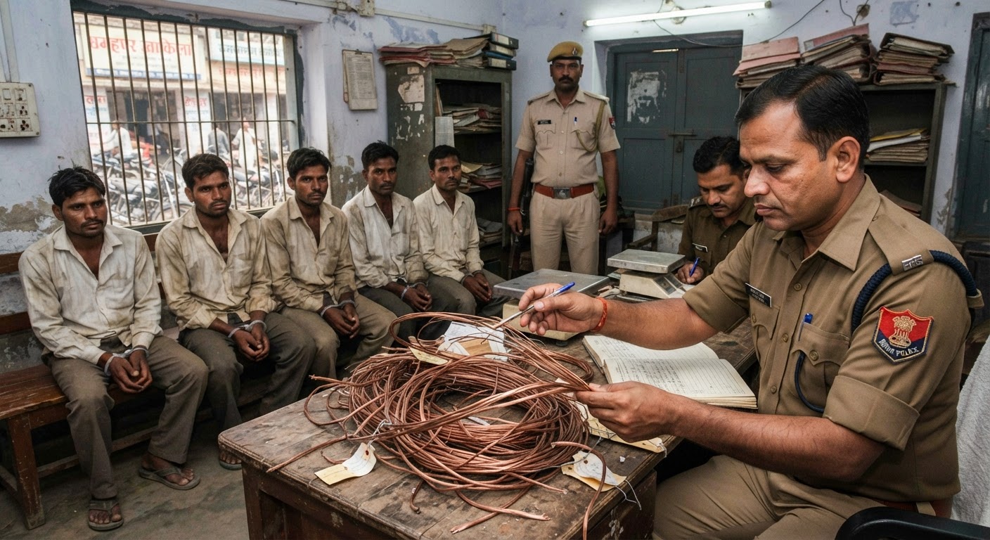 भागलपुर पुलिस ने पकड़ा कॉपर तार चोरी करने वाला शातिर चोर गिरोह