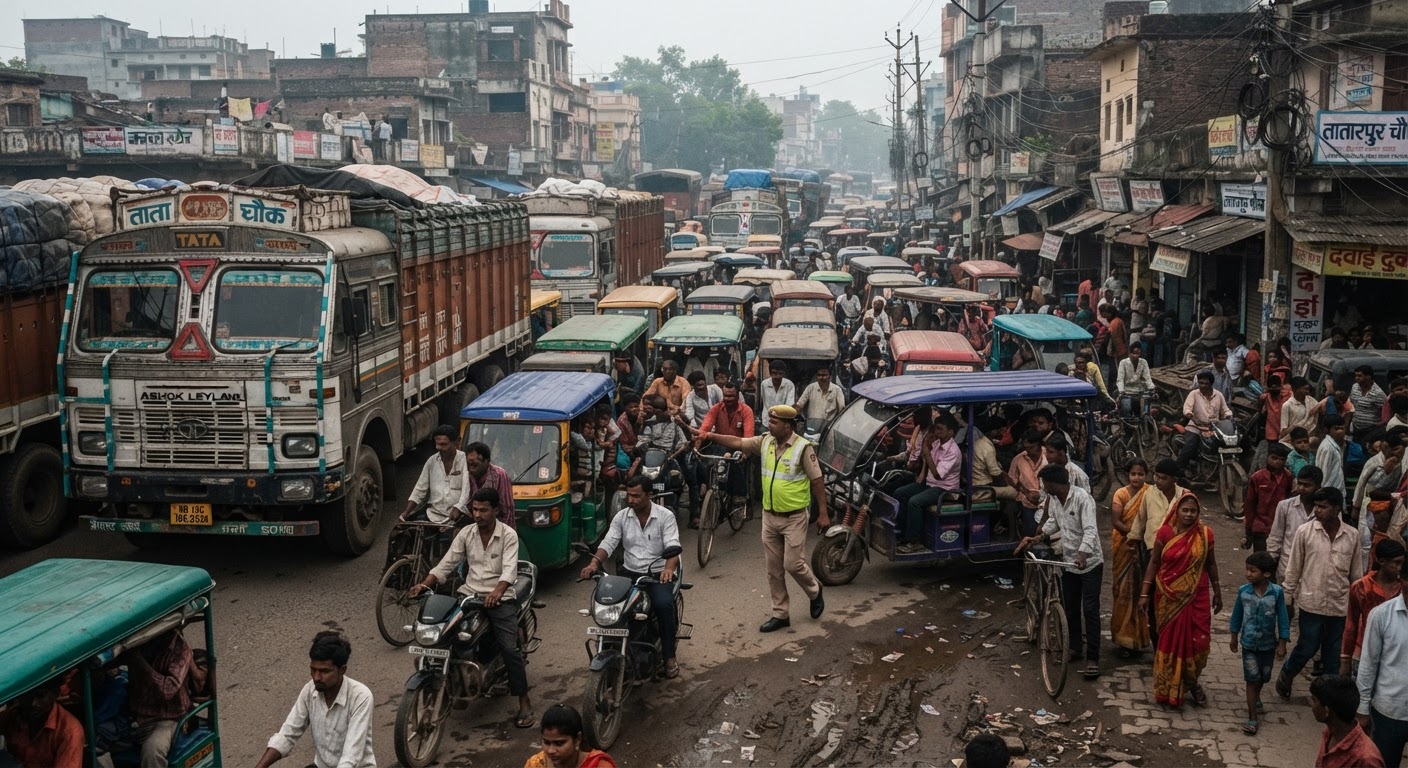 भागलपुर में भारी जाम से लोग परेशान, नो-एंट्री के नियमों की उड़ी धज्जियां