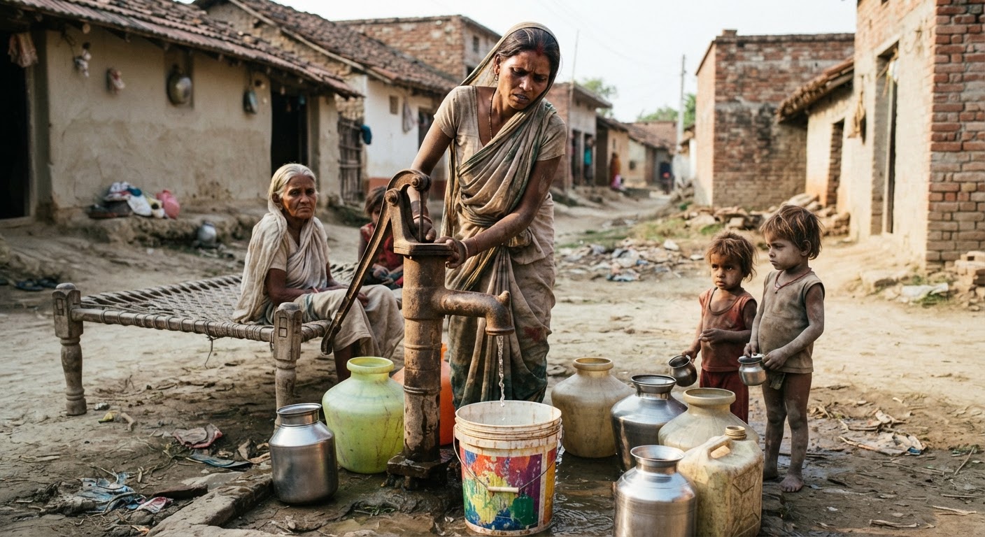 बांका के नरीपा गांव में पानी की भारी किल्लत से लोग परेशान