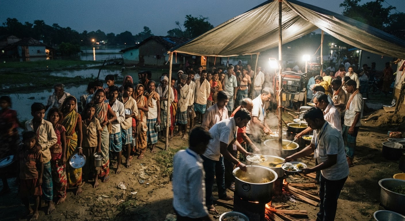 पूर्णिया में बाढ़ पीड़ितों के लिए शुरू हुआ कम्युनिटी किचन