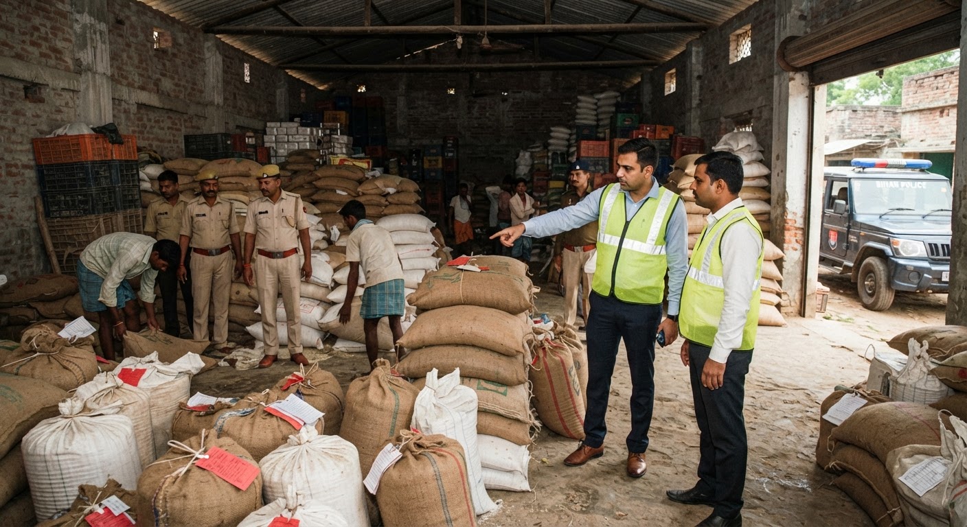 सोमो बाजार में छापा, चावल के 471 बोरे बरामद