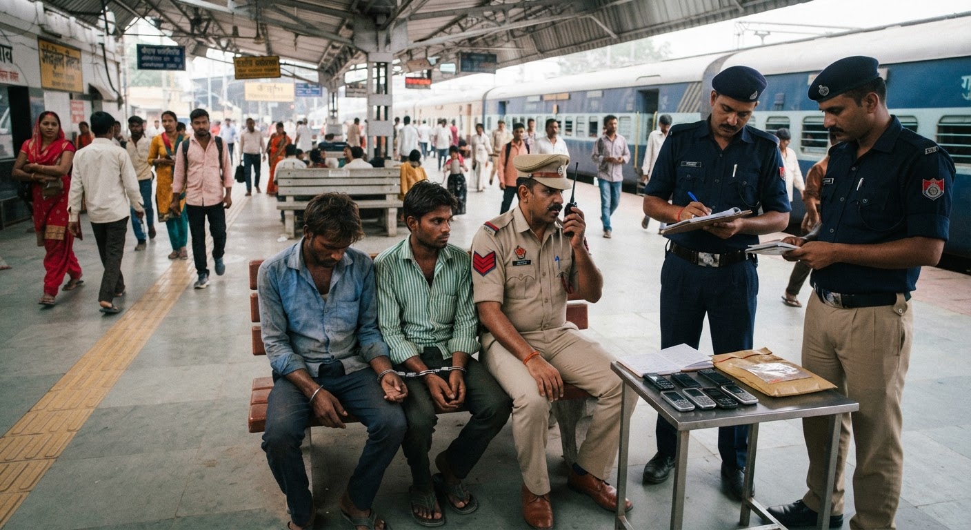 झाझा रेलवे स्टेशन पर आरपीएफ और जीआरपी की बड़ी कार्रवाई, चोरी के मोबाइल के साथ दो गिरफ्तार