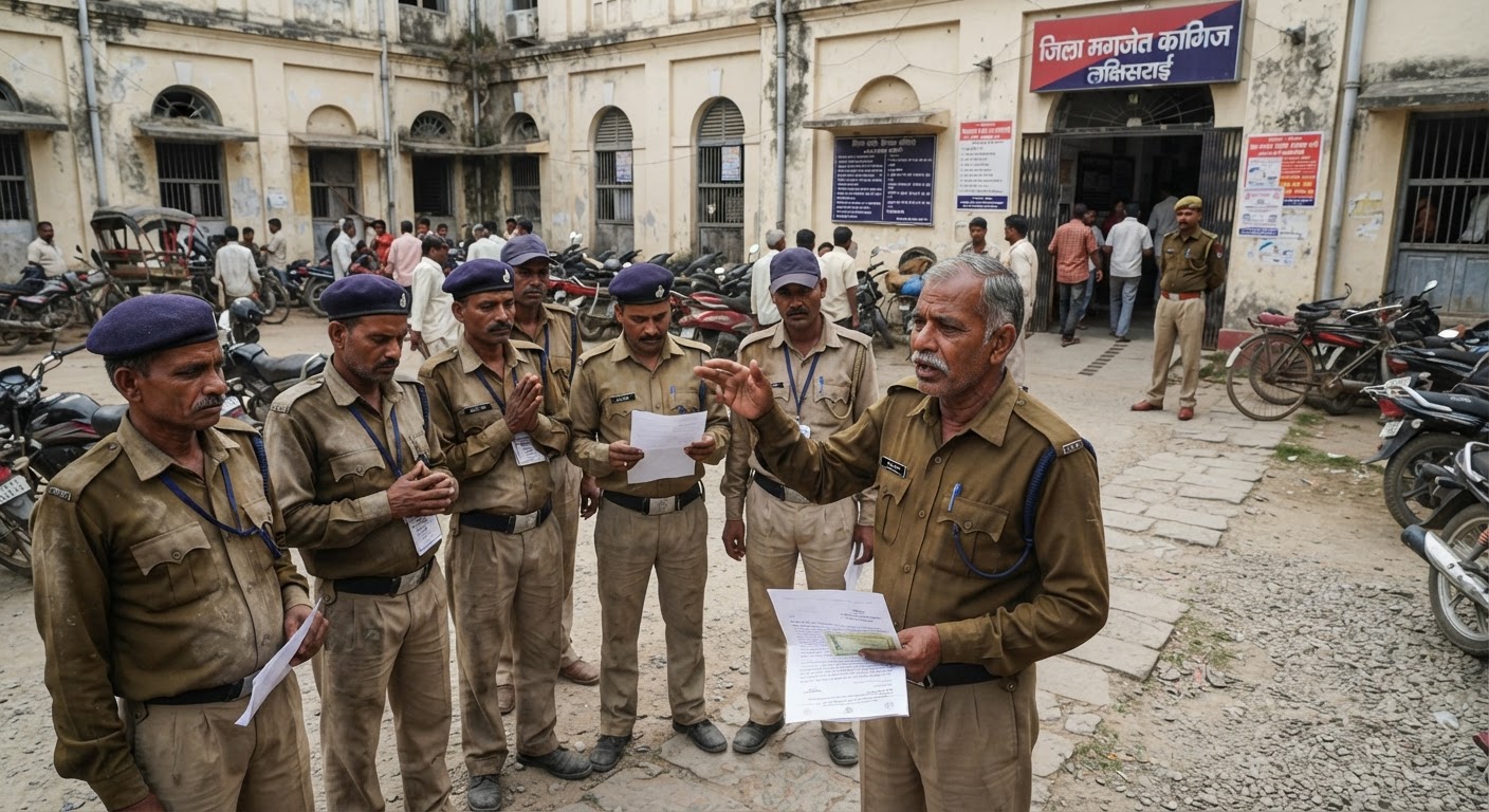 लखीसराय में सुरक्षा गार्डों की गुहार, डीएम से बकाया वेतन और पीएफ दिलाने की मांग