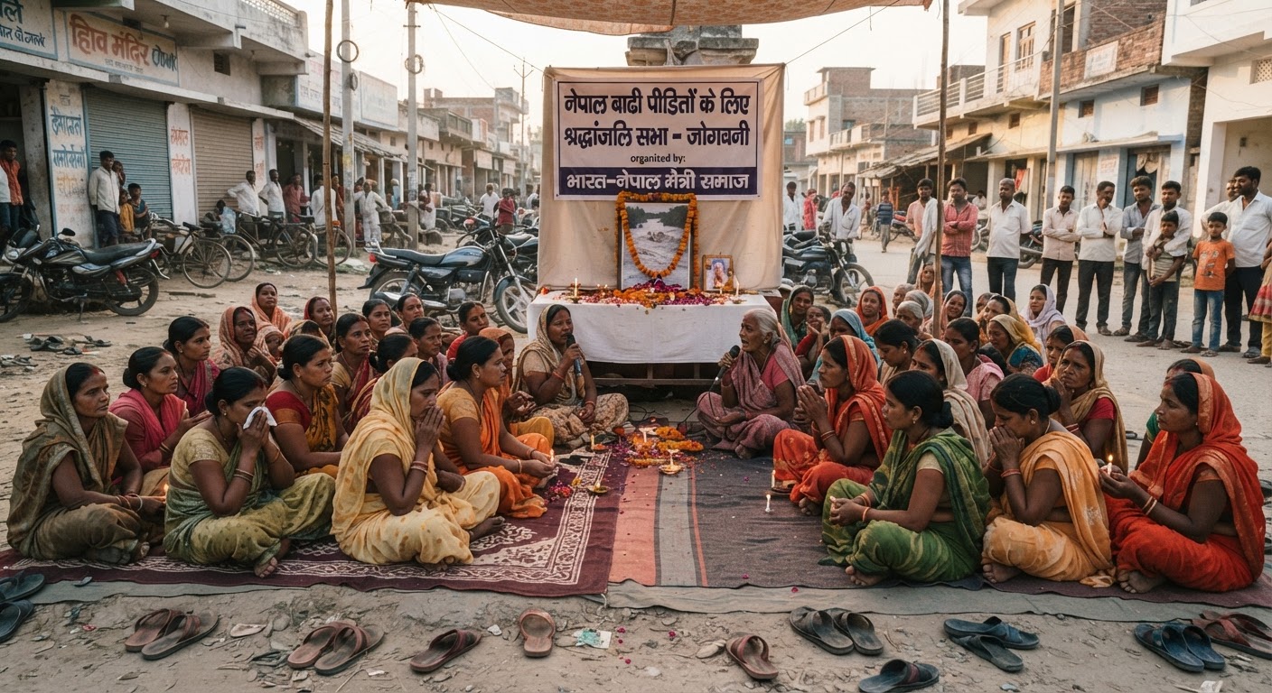 नेपाल बाढ़ पीड़ितों के लिए जोगबनी में शोक सभा का आयोजन