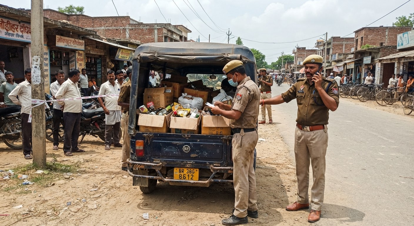 जोकीहाट में पुलिस की बड़ी कार्रवाई, टेम्पो से 99 लीटर अवैध शराब जब्त