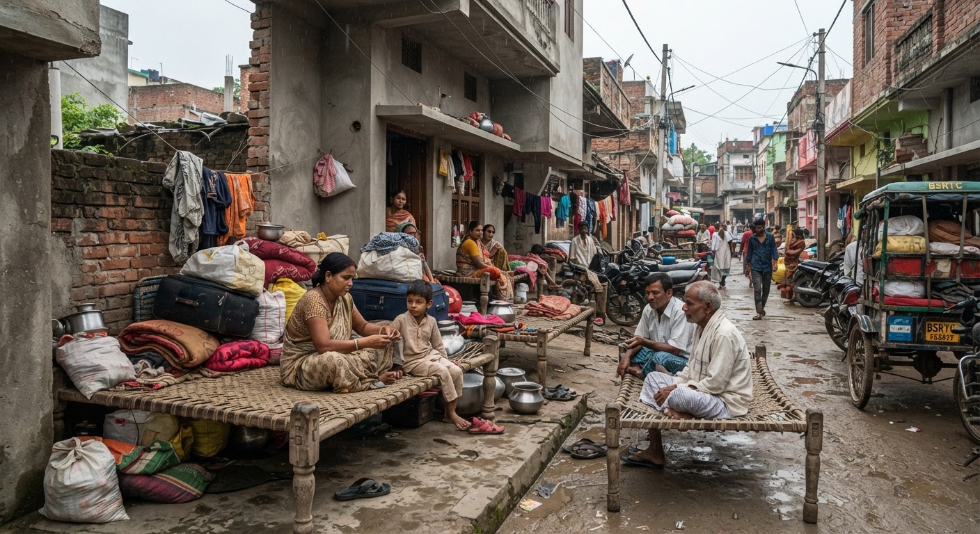 बाढ़ से घिरे दियारा के लोग अपनों के संग सच्चिदानंद नगर में ले रहे शरण
