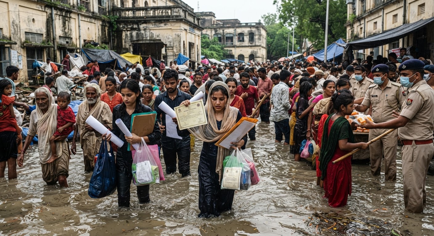 TMBU राहत शिविर में हंगामा और नाव से डिग्री लेने पहुंचे छात्र
