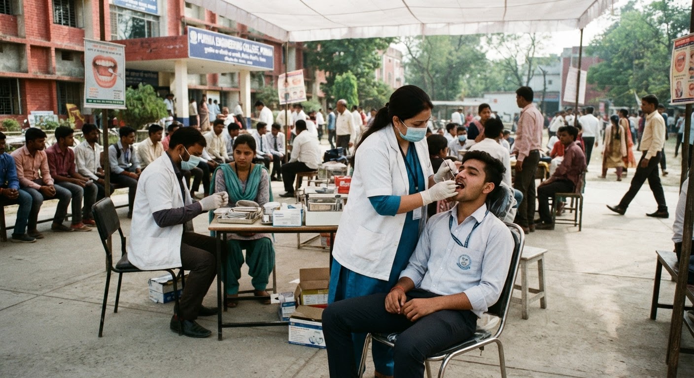 पूर्णिया इंजीनियरिंग कॉलेज में मुफ्त डेंटल चेकअप कैंप