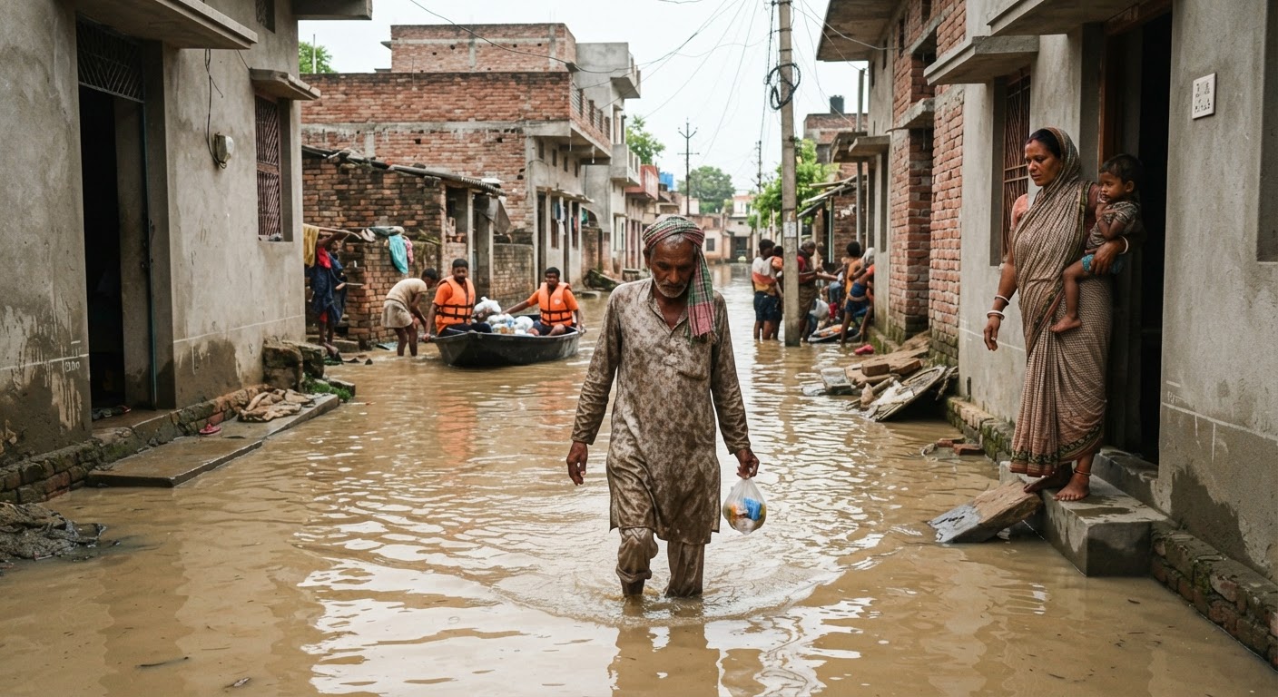 अकबरनगर में बाढ़ का पानी घटा लेकिन संकट जारी, सीएम नीतीश 15 सितंबर को भेजेंगे राहत राशि