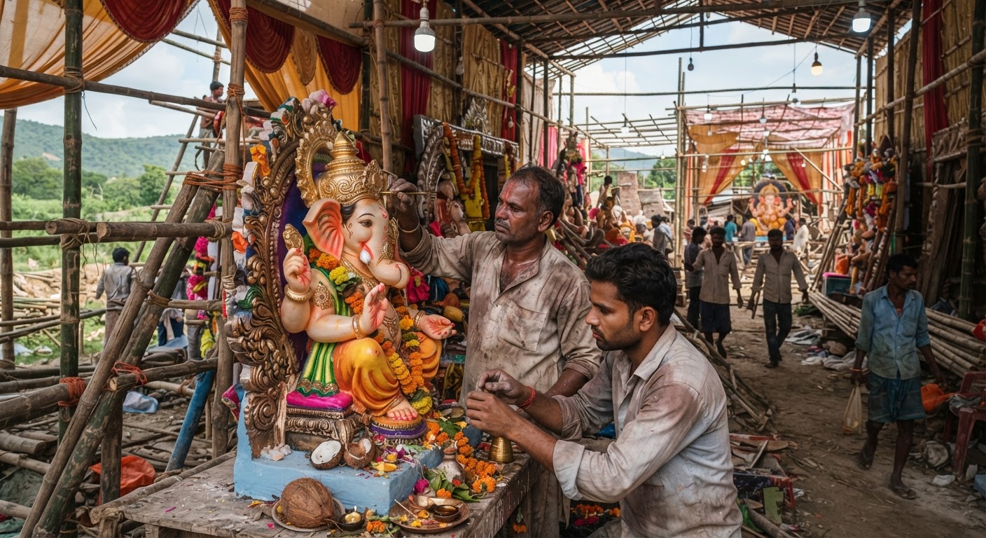 बांका के मंदार क्षेत्र में गणेश पूजा की जोरदार तैयारी पूरी