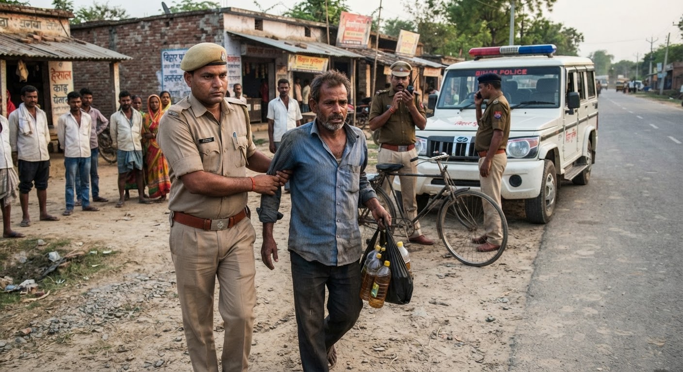 बड़ी कार्रवाई! अररिया के कुर्साकांटा में 10 लीटर अवैध शराब के साथ तस्कर गिरफ्तार