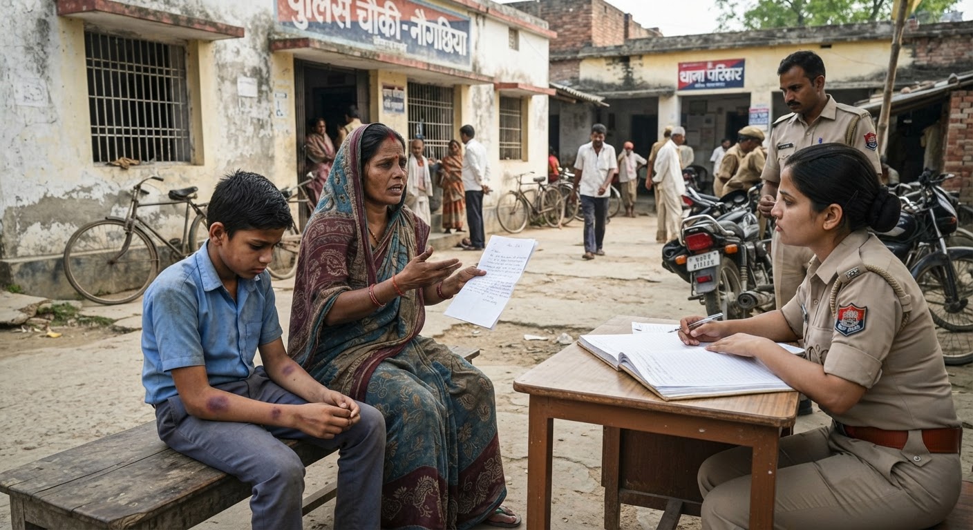 भागलपुर में बड़ा हंगामा: पड़ोसी ने बच्चे को पीटा और छीने तीन हजार रुपये