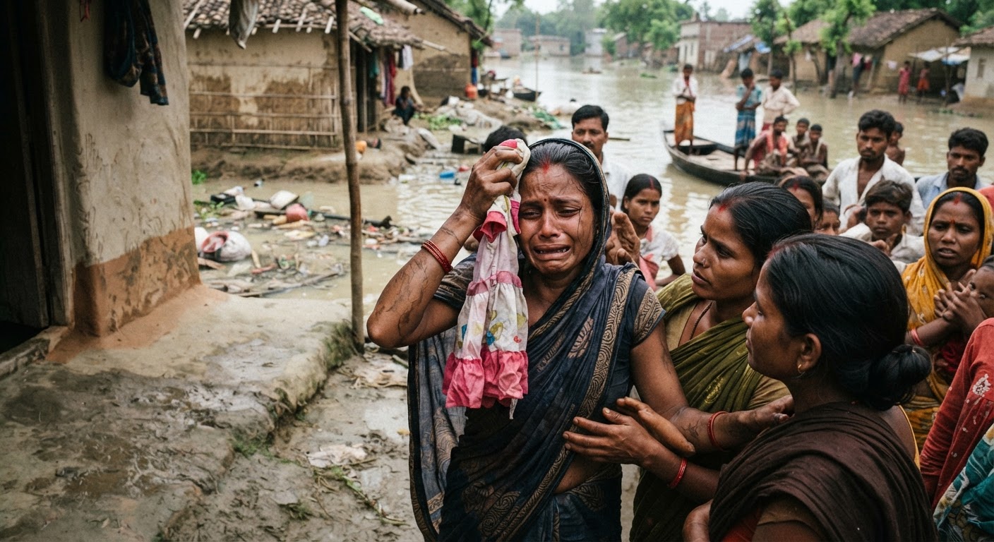भागलपुर में बाढ़ के पानी में डूबने से तीन साल की मासूम बच्ची की दर्दनाक मौत