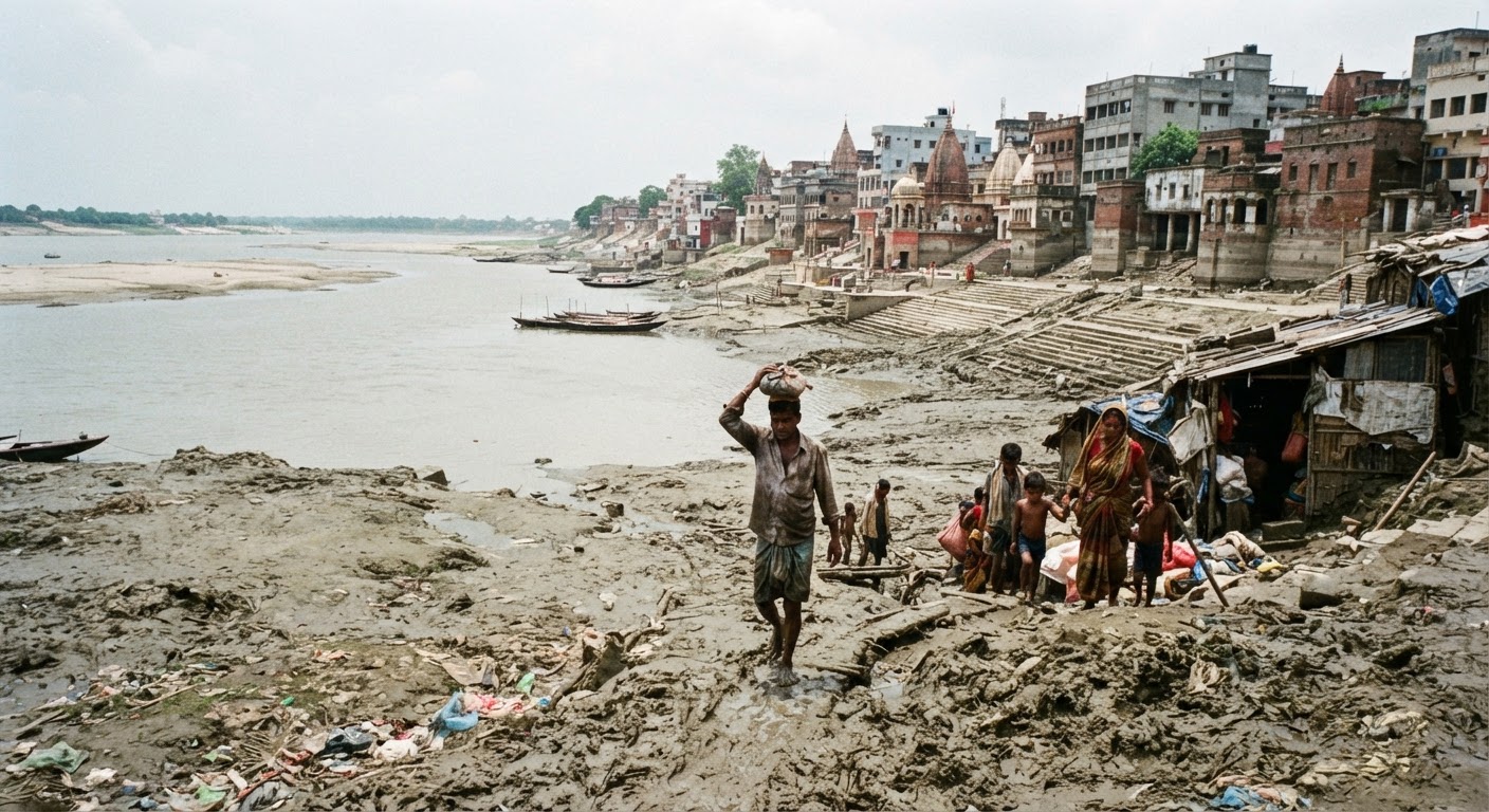 भागलपुर में गंगा का जलस्तर घटा, राहत नहीं और बढ़ी मुश्किलें