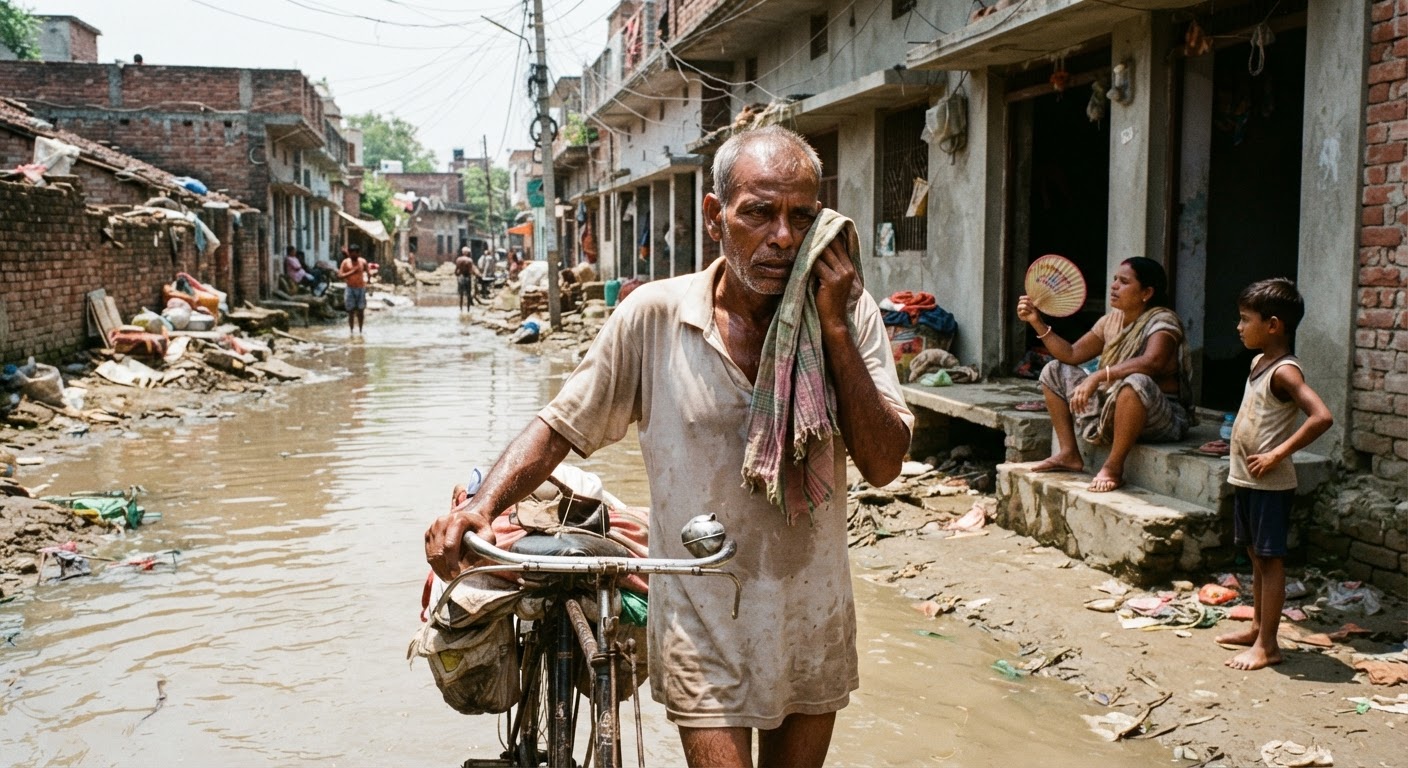भागलपुर में उमस भरी गर्मी और बाढ़ का संकट