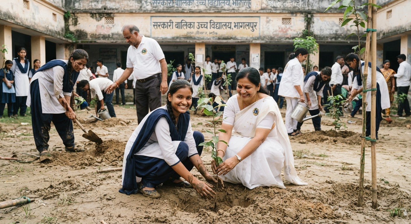खुशखबरी: पर्यावरण बचाने के लिए सरकारी स्कूल में लगाए गए पौधे