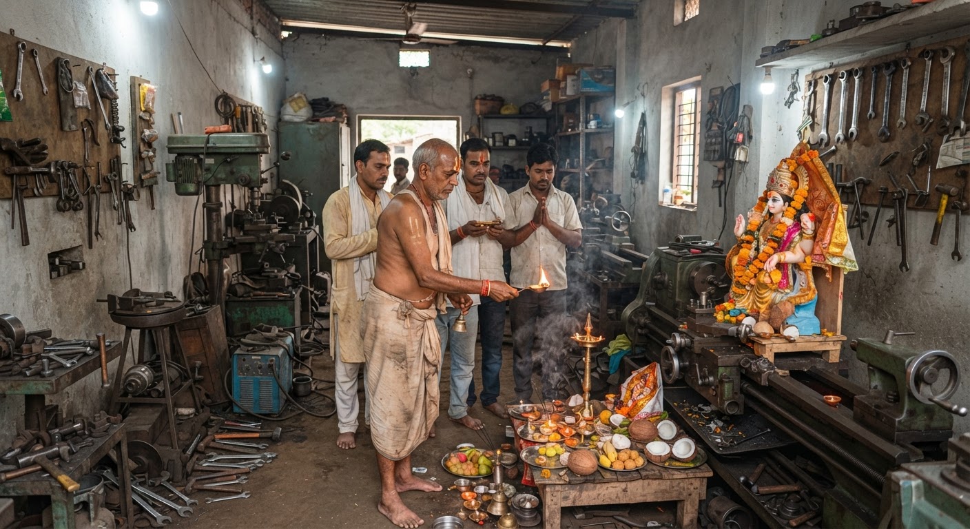 बांका जिला में भक्ति भाव से मनेलो विश्वकर्मा पूजा, गूंजल जयकारा