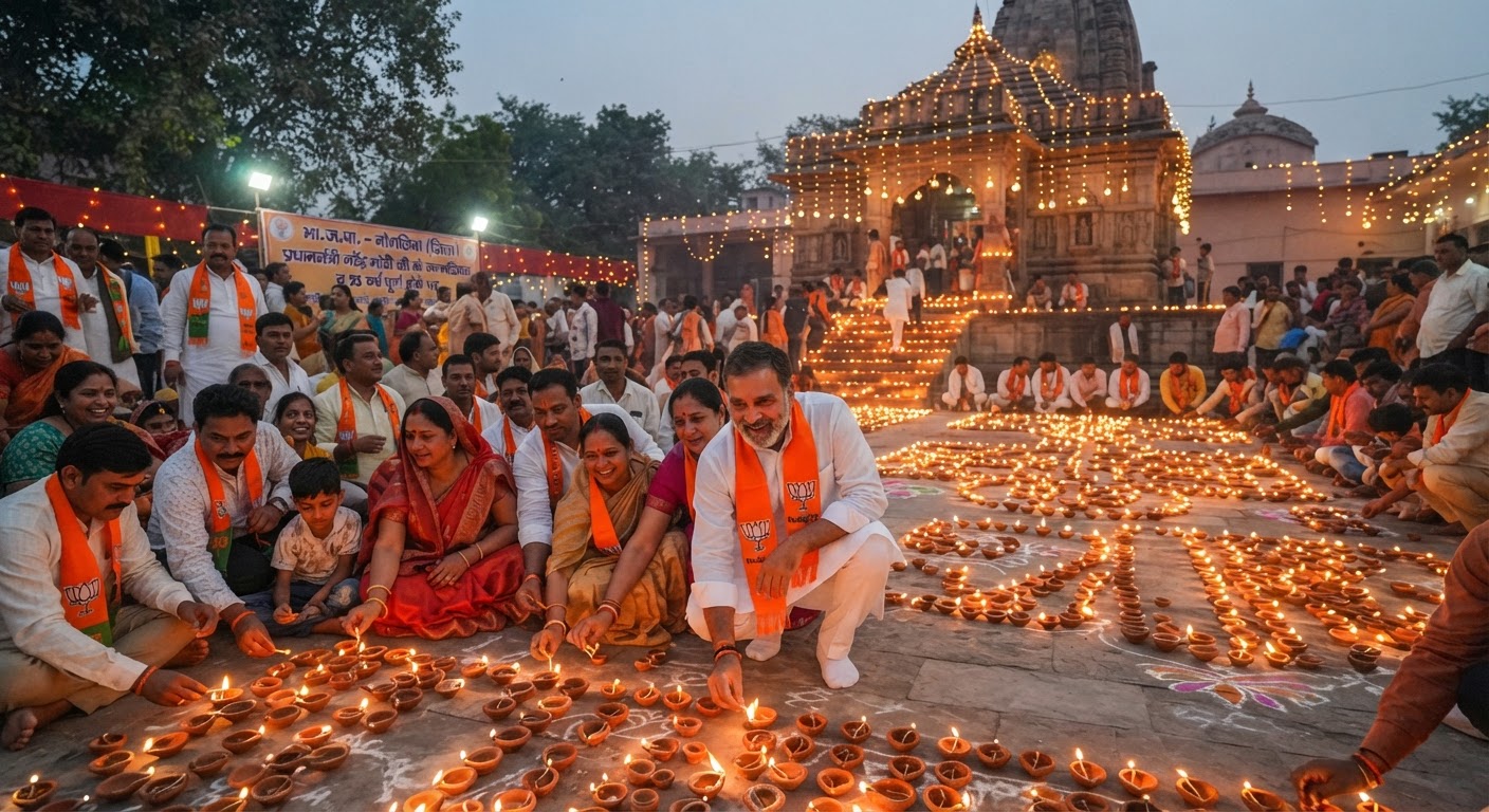 पीएम मोदी के जन्मदिन पर भागलपुर में भाजपा कार्यकर्ताओं का भव्य दीपोत्सव