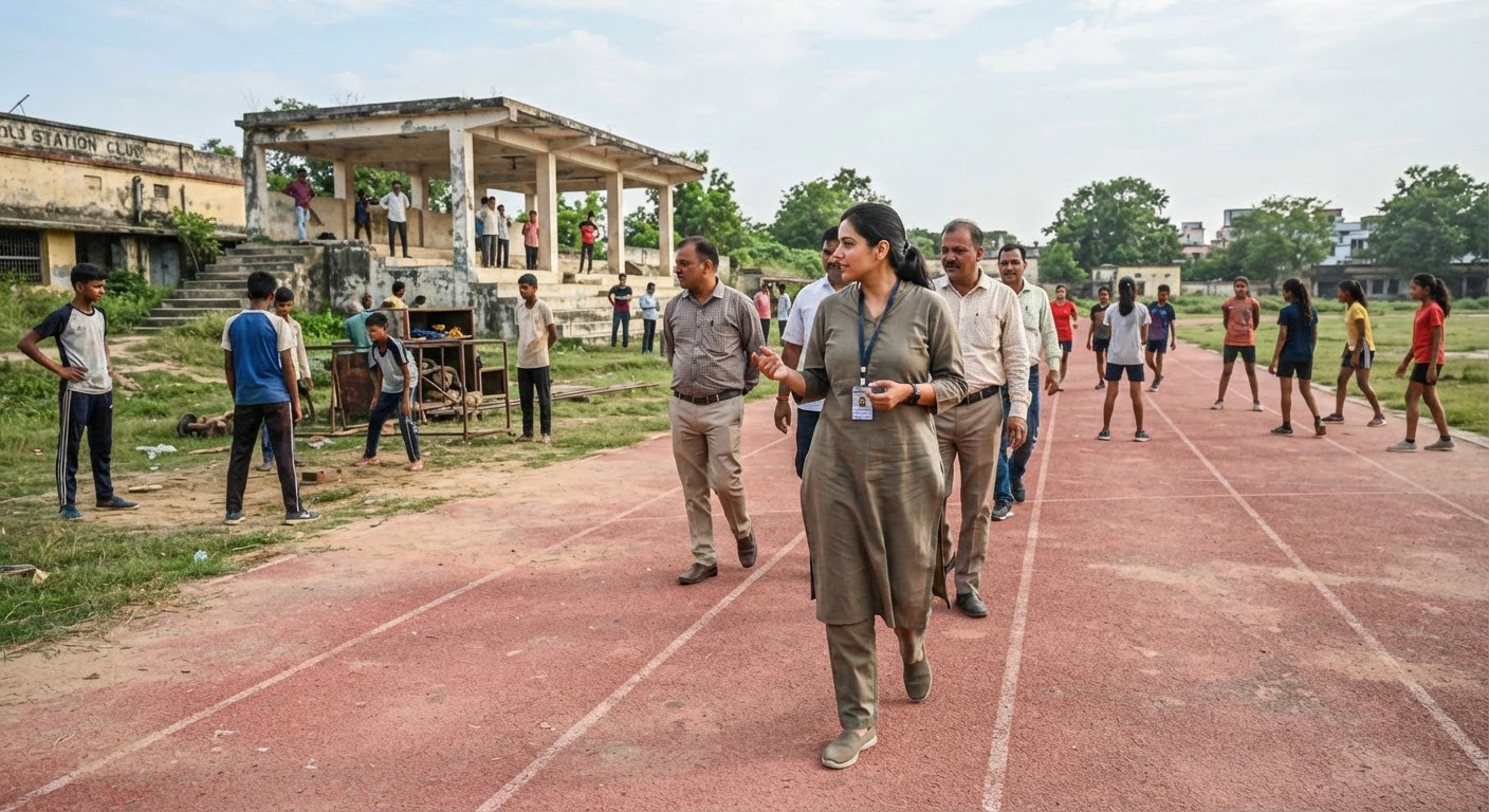 भागलपुर डीएम डॉ. अलंकृता पांडेय ने सैंडिस कंपाउंड में खेल सुविधाओं का किया निरीक्षण