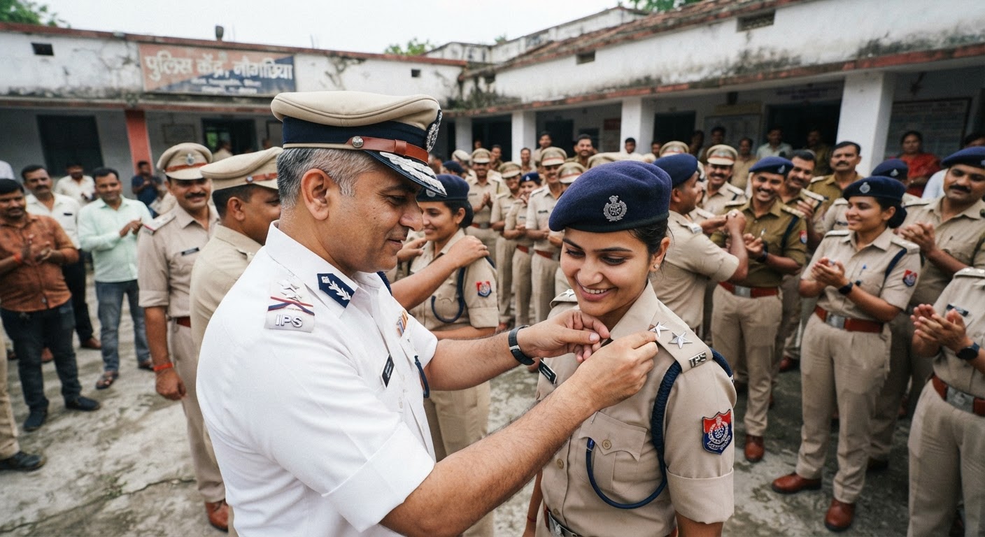 नौगछिया में 37 नए दरोगा सम्मानित, एसपी वैभव शर्मा ने लगाए स्टार