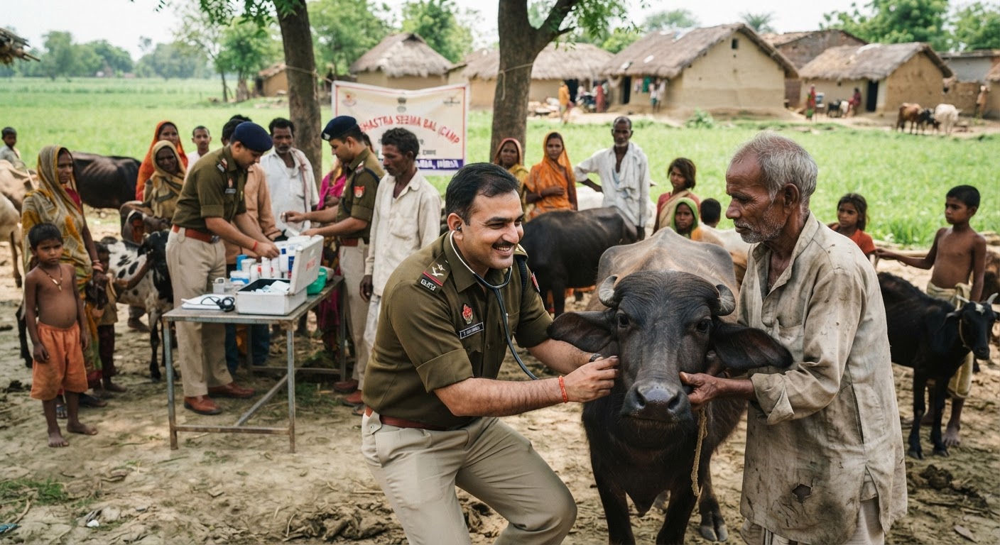 एसएसबी ने अररिया के लाती गांव में लगाया मुफ्त पशु चिकित्सा शिविर, 187 पशुओं का हुआ इलाज